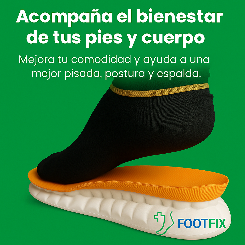 Plantilla ergonómica FootFix apoyando el arco del pie con diseño cómodo para uso diario